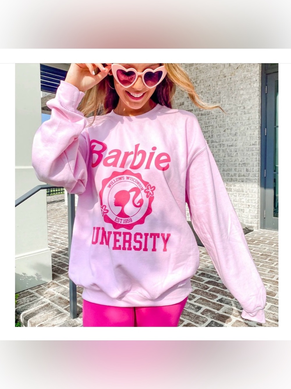 Gildan Light Pink Graphic Sweatshirt with Dark Pink Logo